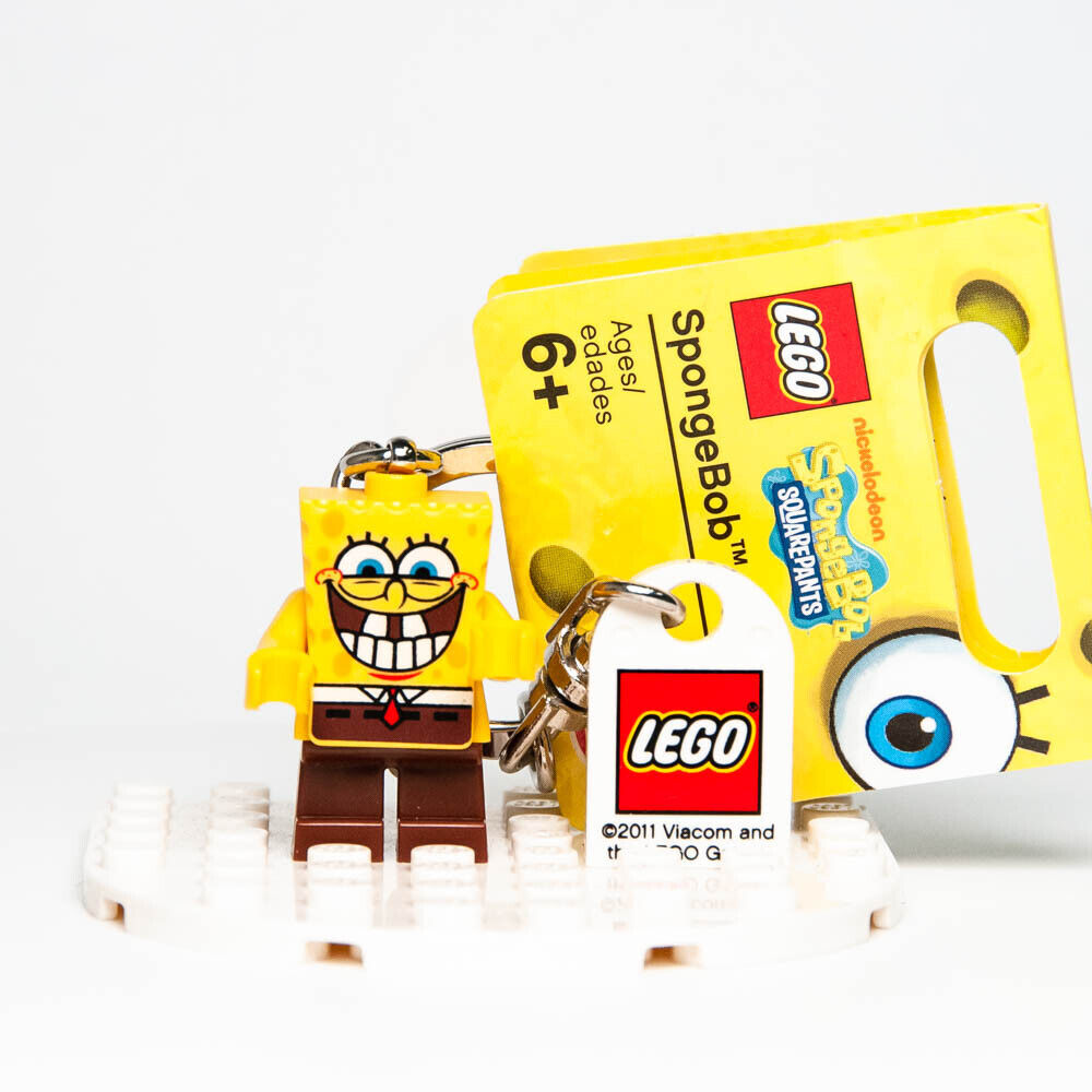 New Lego Minifigure Keychain - Spongebob w/ Logo Tile 853297 (bob021)